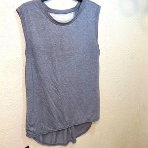 Danskin Now Dri-More Athletic Tank Top with Vented Split Back- Gray